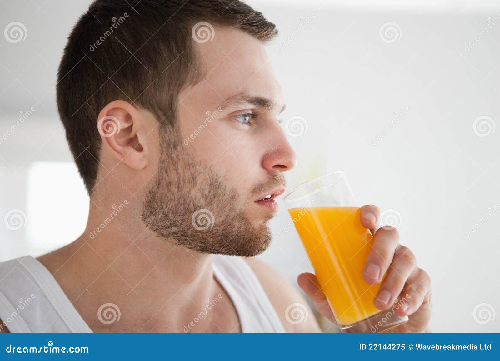 Close Up of a Healthy Man Drinking Orange Juice Stock Image Image of