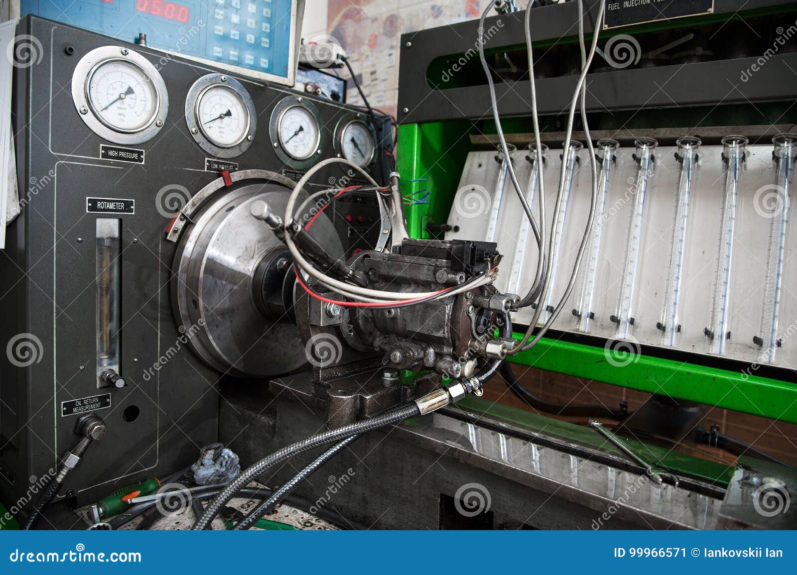 Closeup High Pressure Diesel Fuel Pump Test Bench Stock Image Image