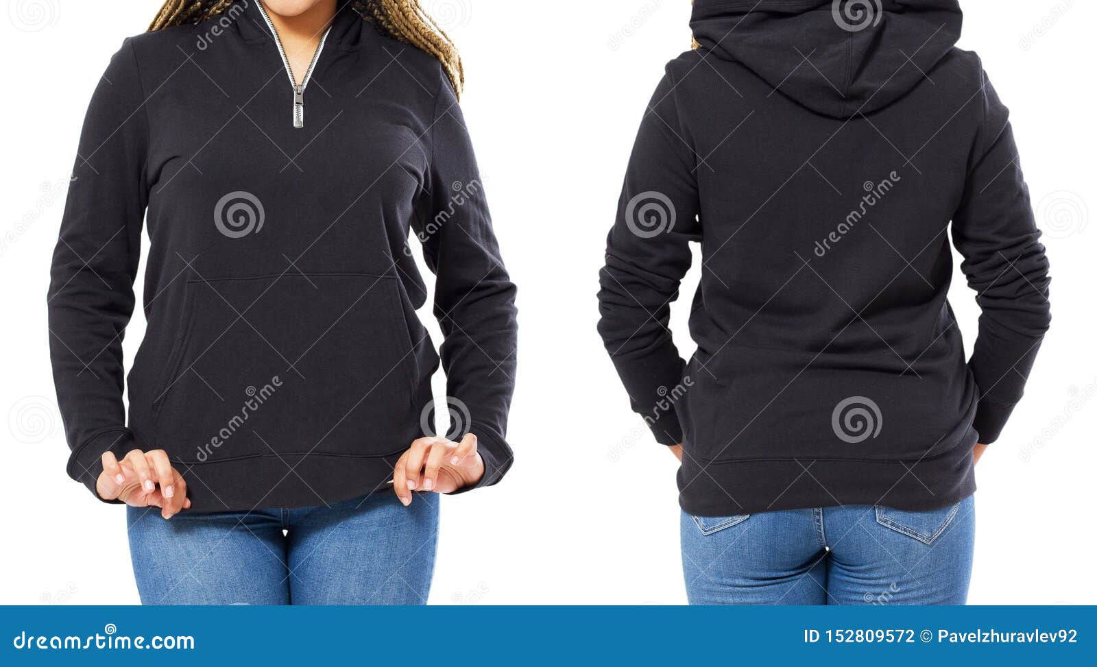 Download Close Up Hoodie Black Mock Up Isolated Over White ...