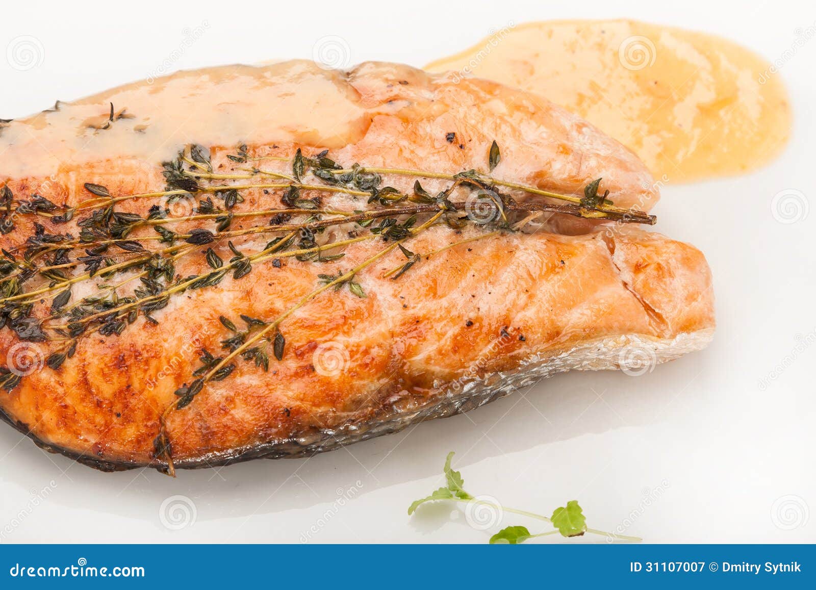 Closeup Hot Dish Roaster Staek from Salmon Stock Image Image of