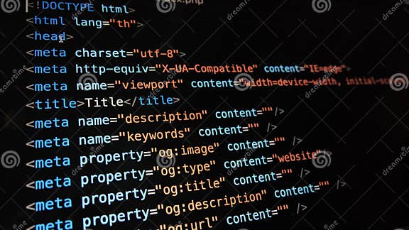 Close Up, HTML Code on a Computer Screen Stock Photo - Image of ...