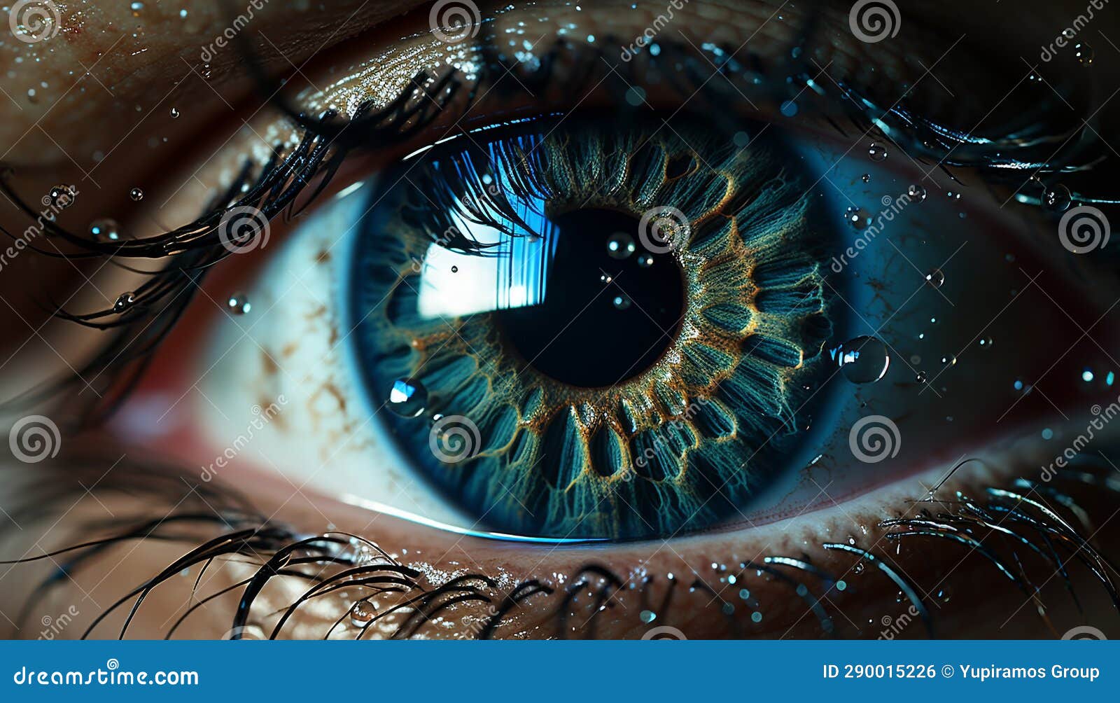 Close Up of a Human Eye, Looking at Camera, Blue Iris Generated by AI