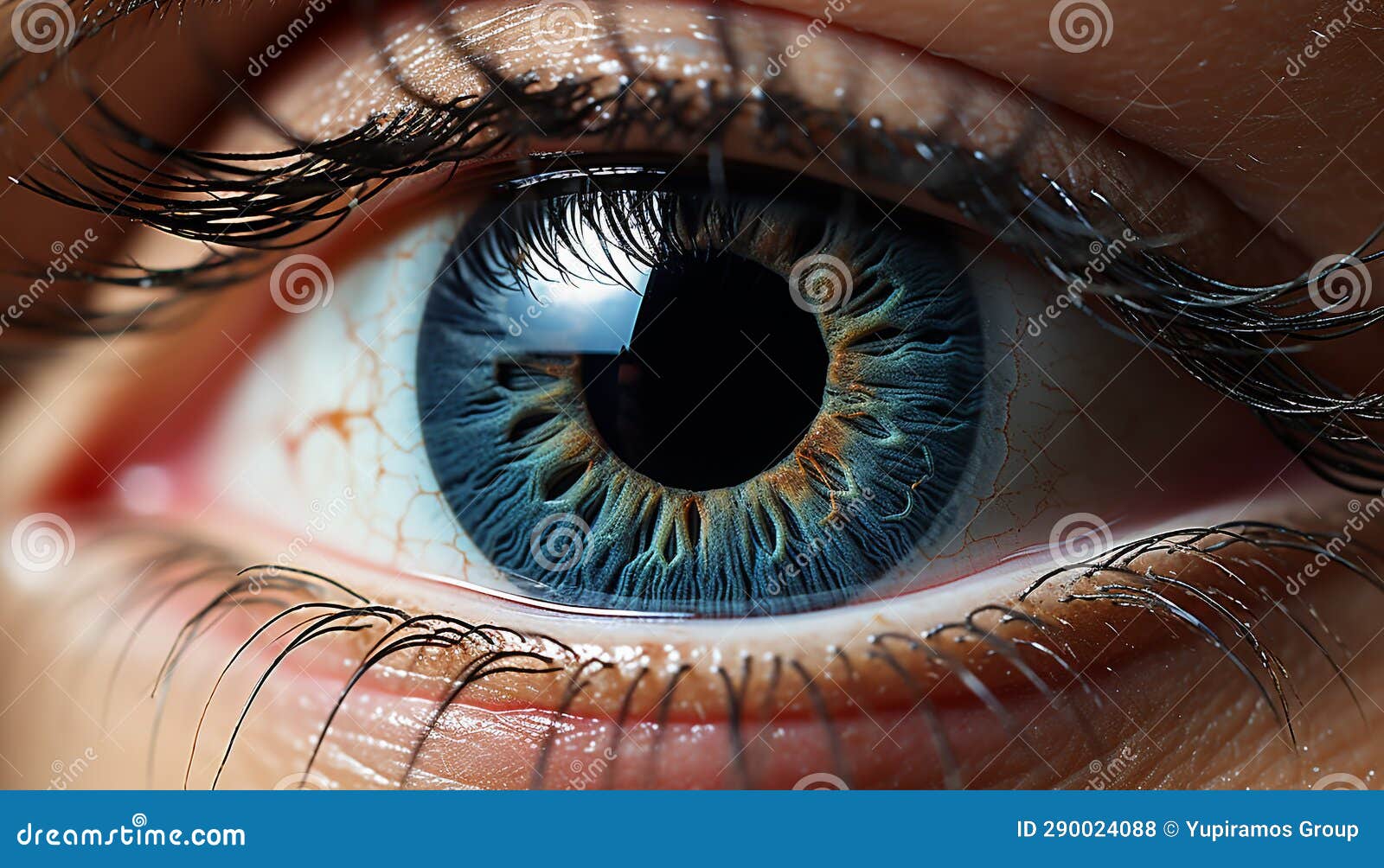 Close Up of a Human Eye, Looking at Camera, Blue Iris Generated by AI