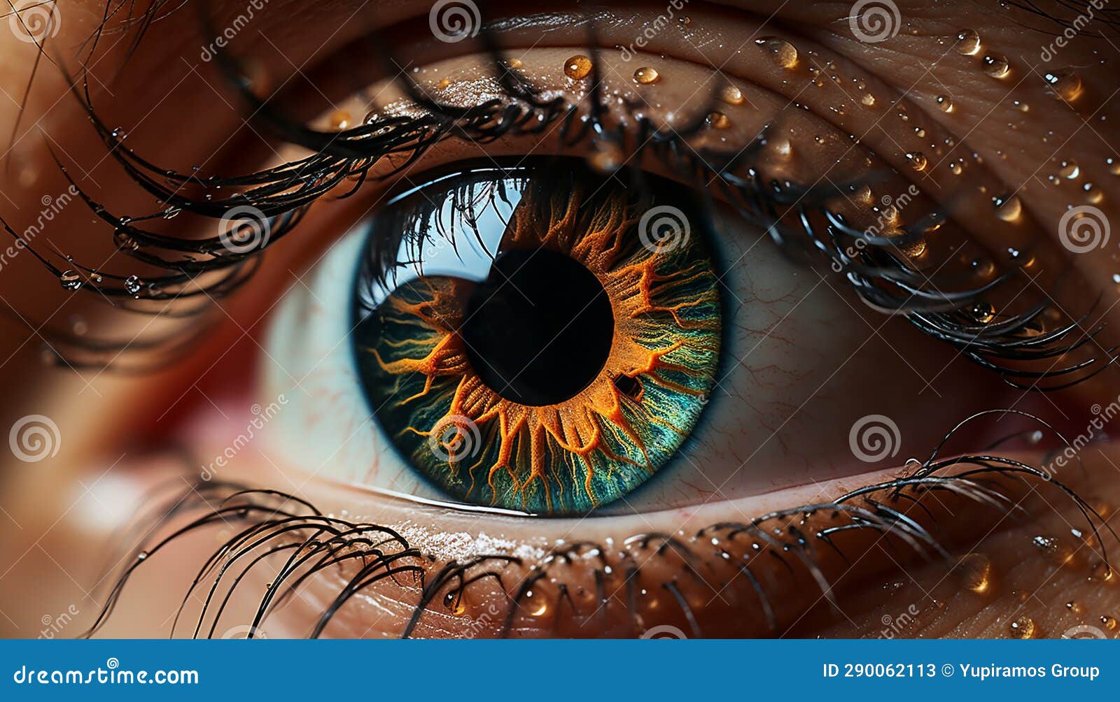 Close Up of a Human Eye, Looking at Camera, Reflecting Beauty Generated