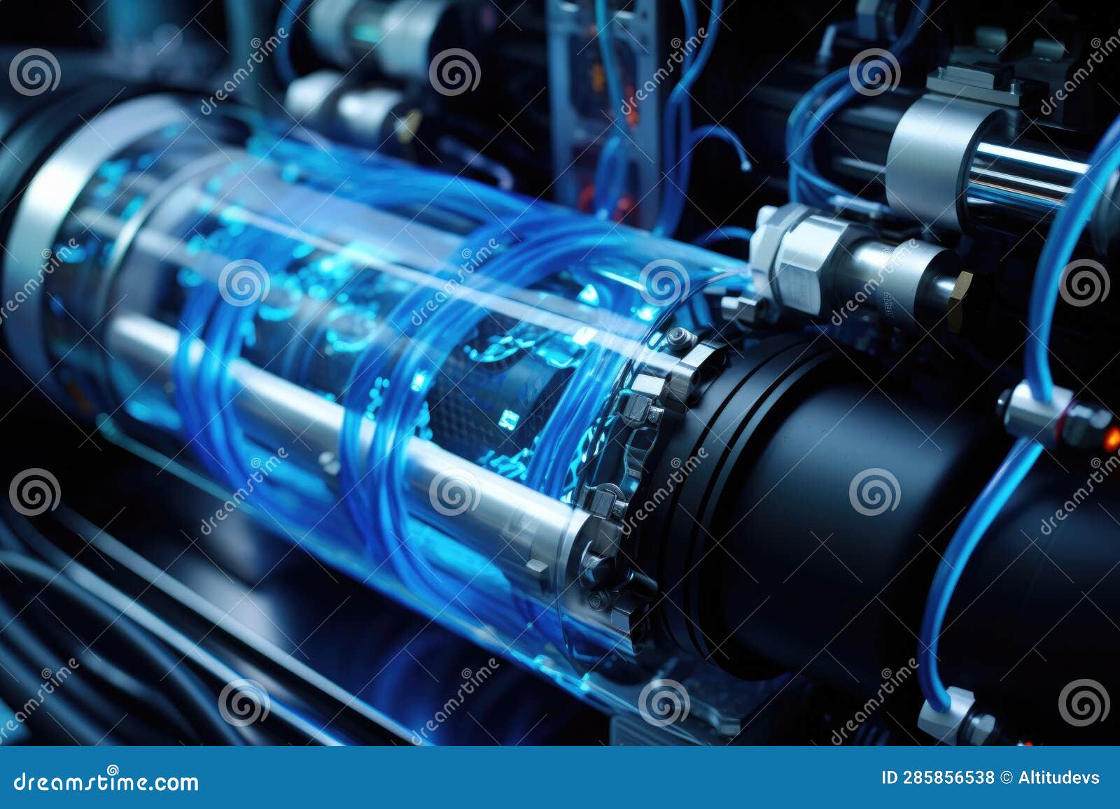 Closeup of Hydrogen Fuel Cells and Connectors Stock Photo Image of