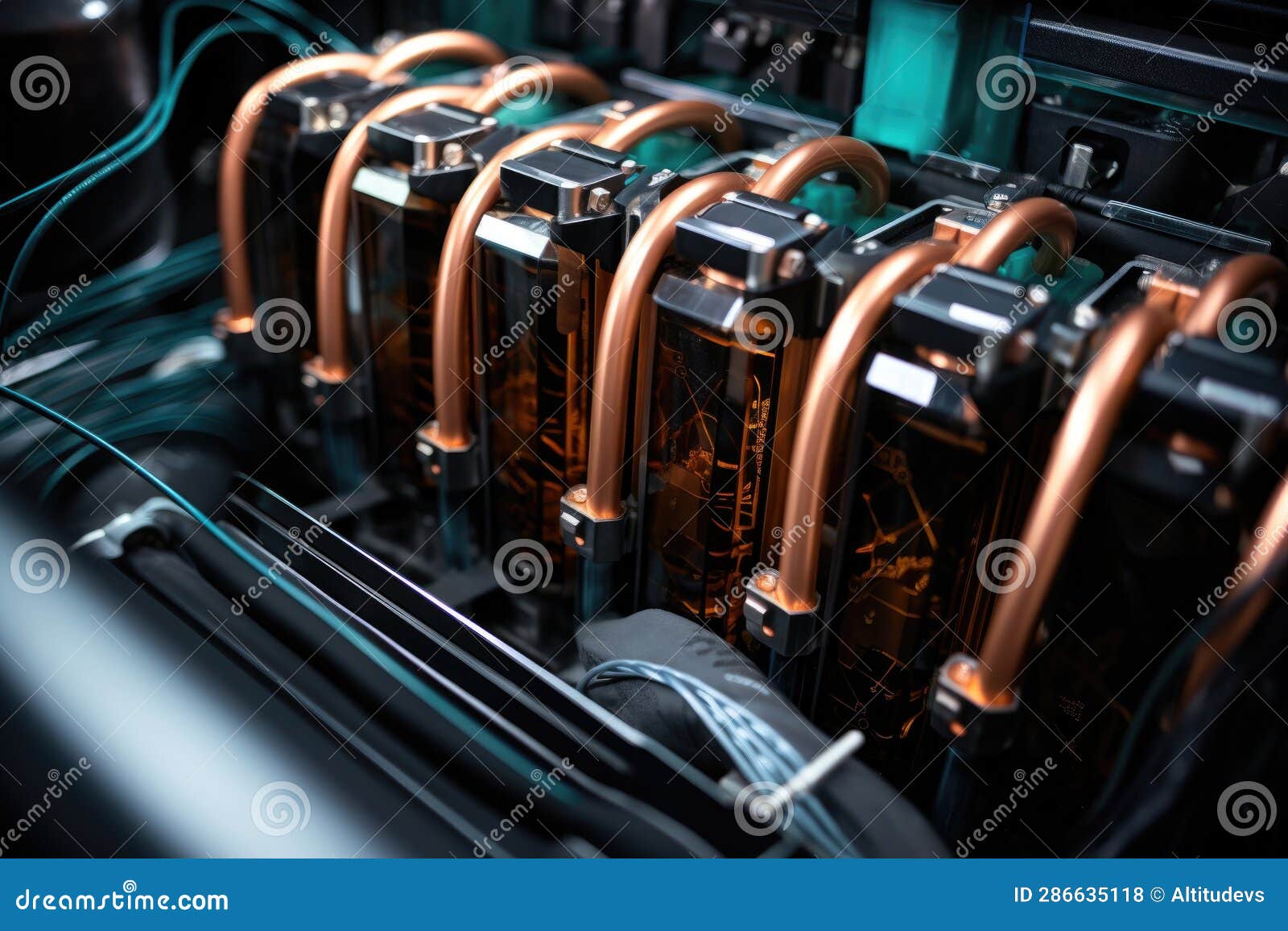 Closeup of Hydrogen Fuel Cells and Connectors Stock Photo Image of