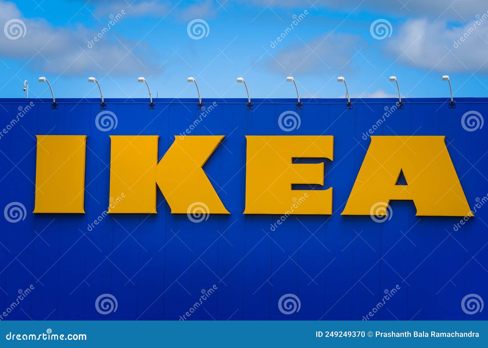 Close Up IKEA Logo at the Warehouse. Retailer for Home Furnishing and