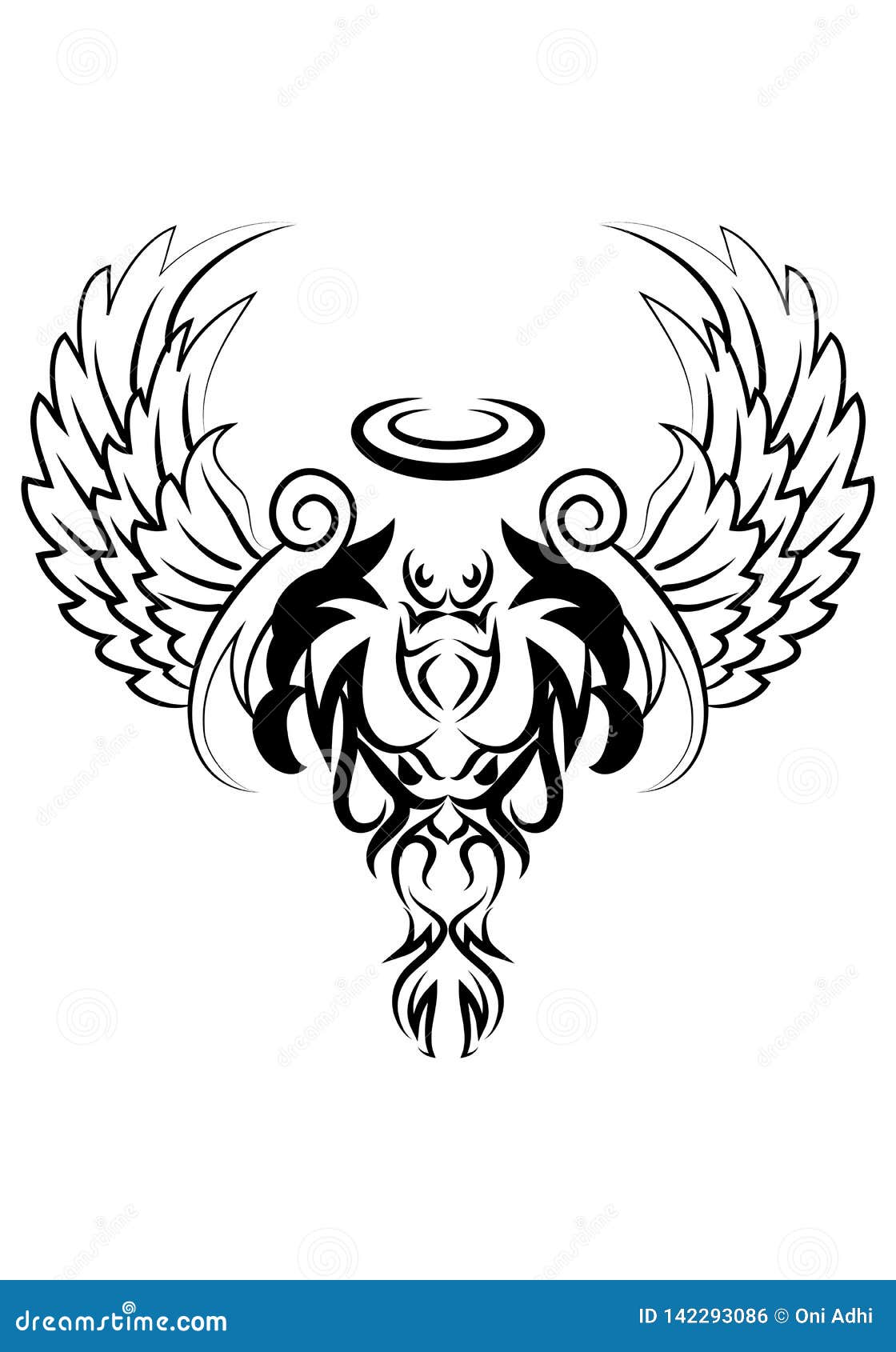 Devil Angel Wing Ornament Tattoo Stock Illustration - Illustration of tribal,  soul: 142293086