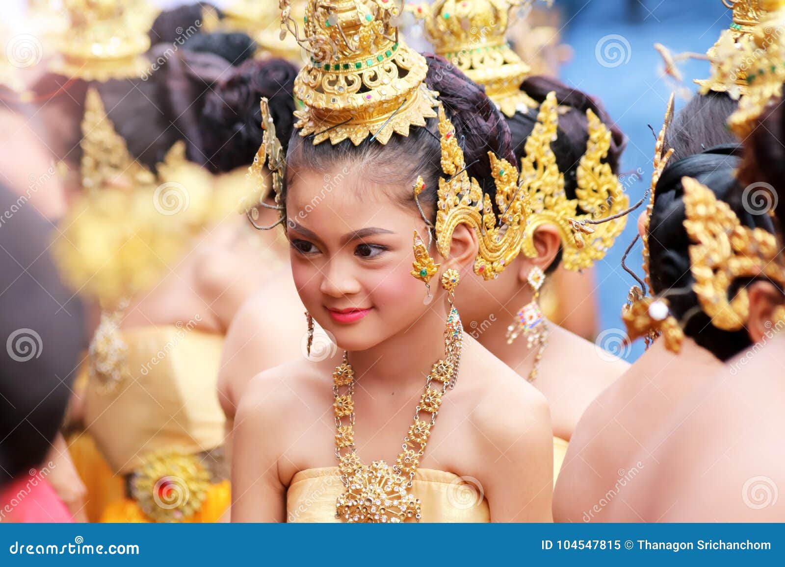 Beautiful Girl Wearing Traditional Thai Costumes Stock Image - Image of ...