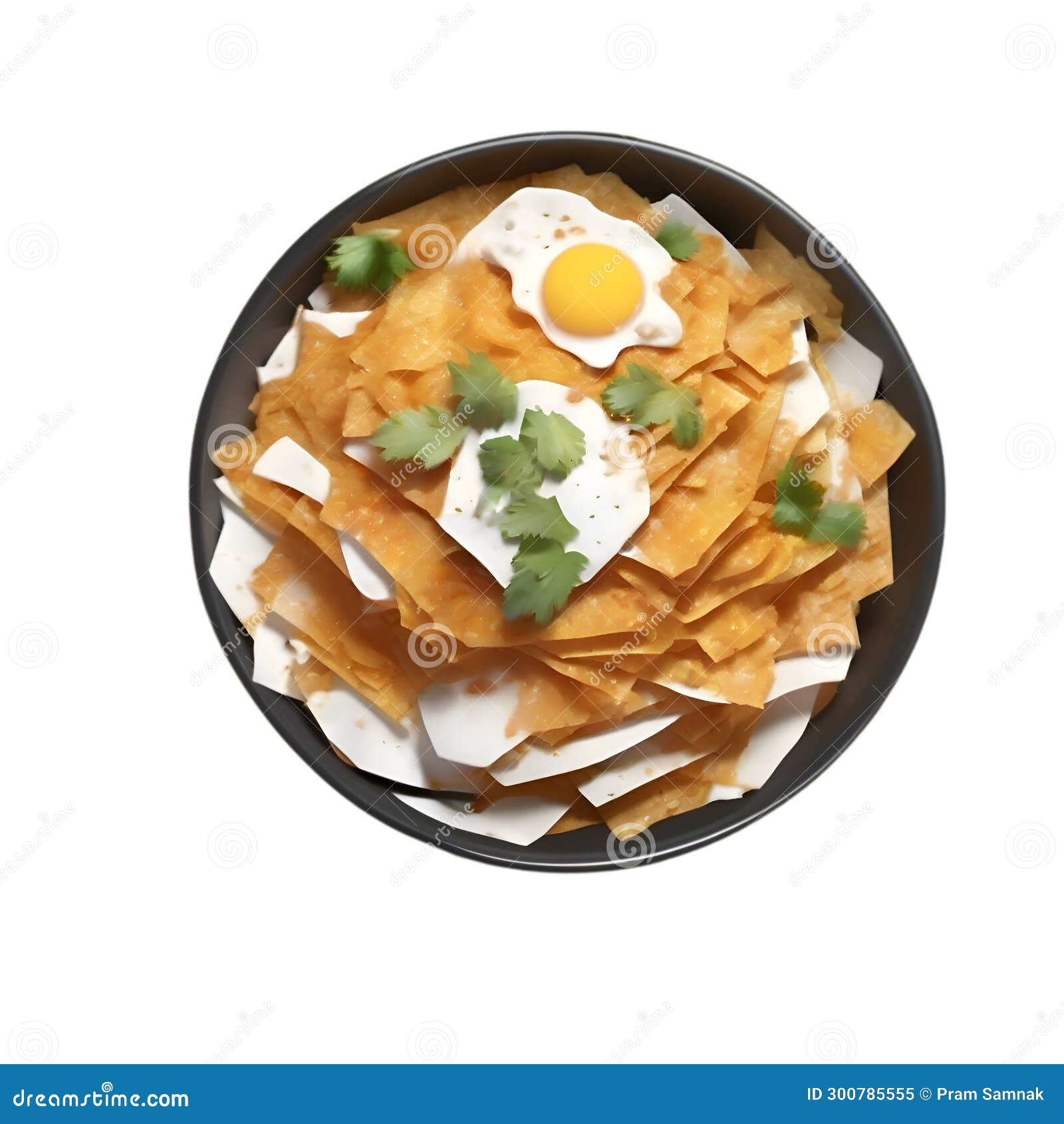 close-up image of chilaquiles food clipart. ai-generated.