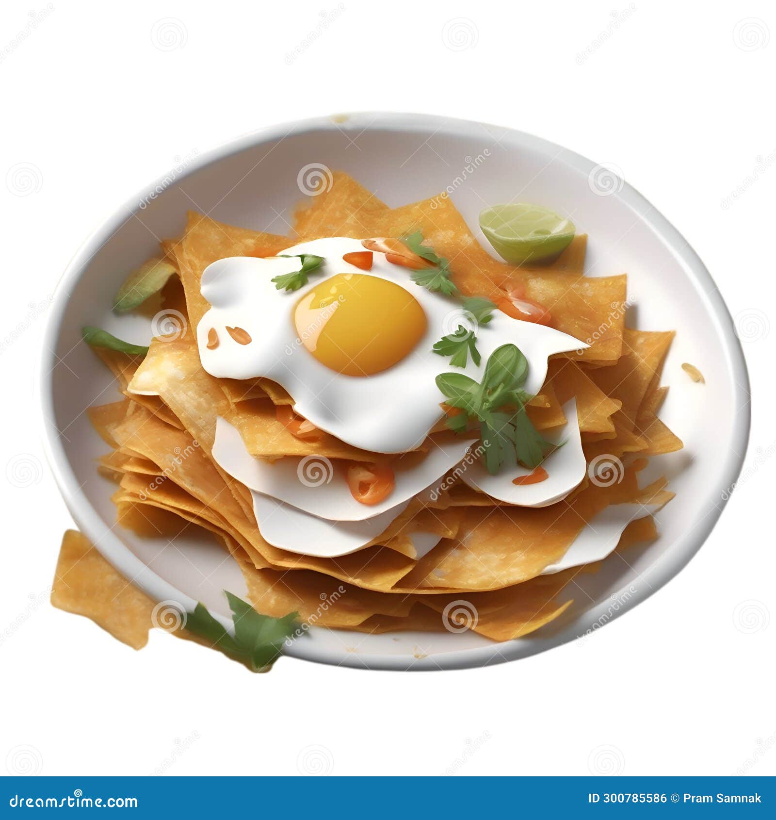 close-up image of chilaquiles food clipart. ai-generated.