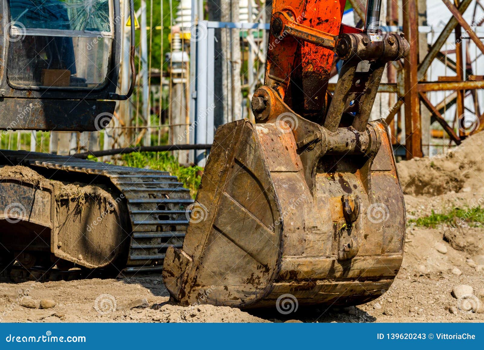 Closeup Image of the Excavator Bucket. the Concept of Industrial