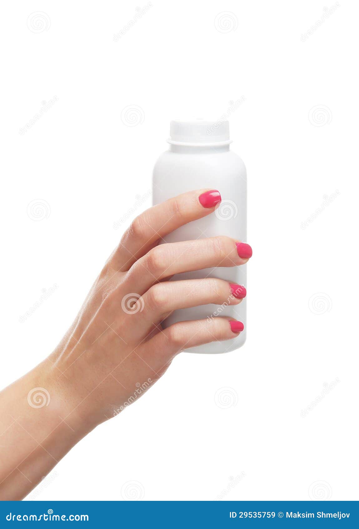 Female Hand Holding White Medical Aerosol Can Close Up. Drug in