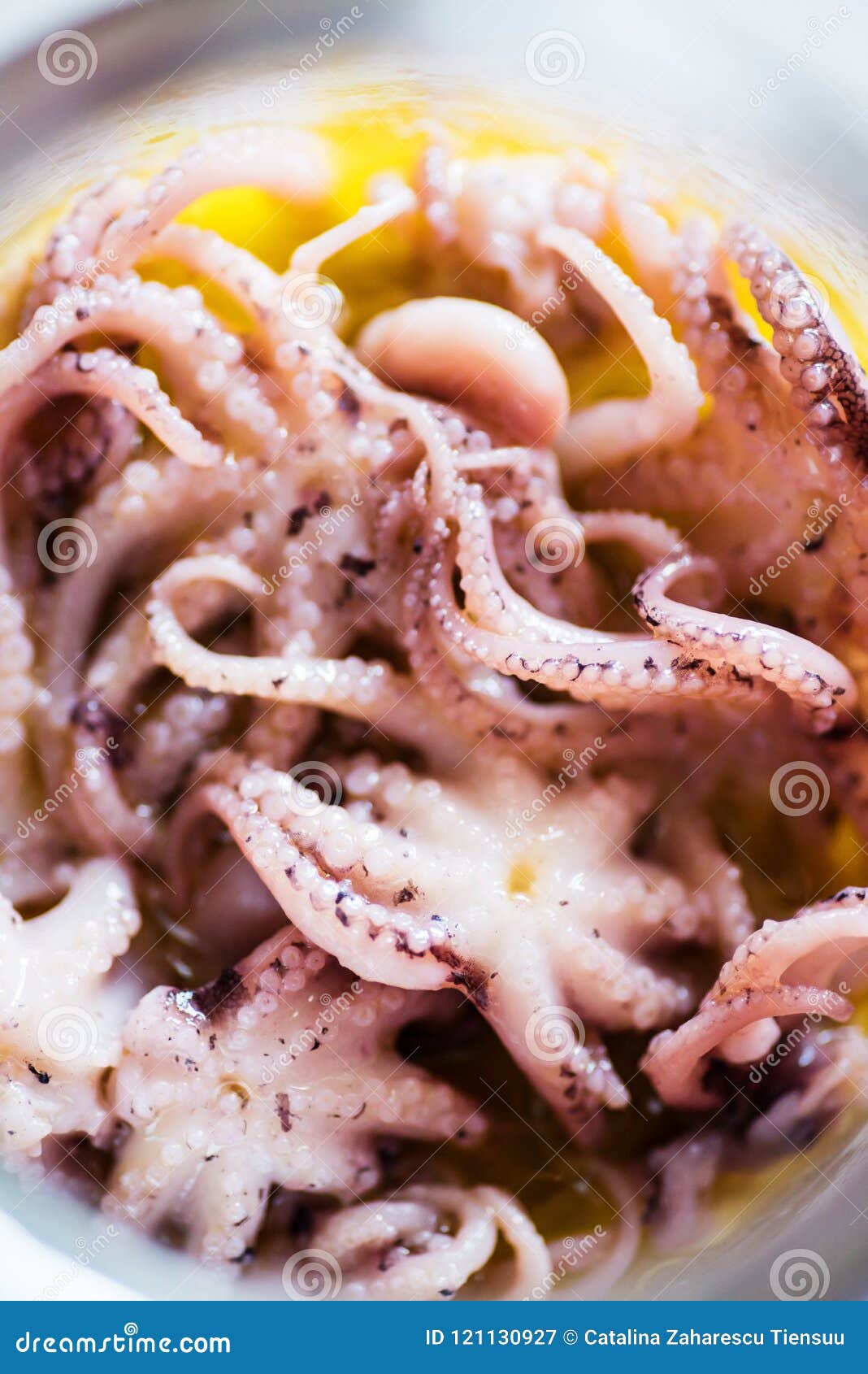 Close-up Image of Marinated Baby Octopus Stock Image - Image of eating ...