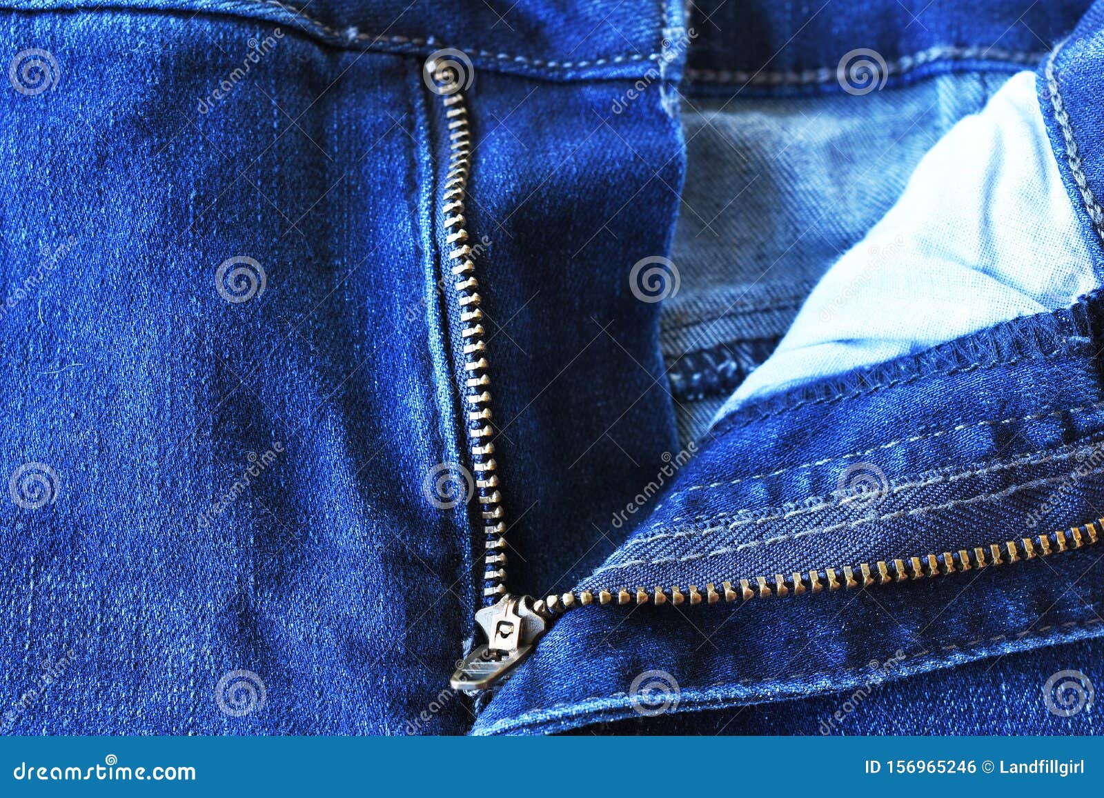Open Blue Jean Zipper stock photo. Image of close, slider - 156965246