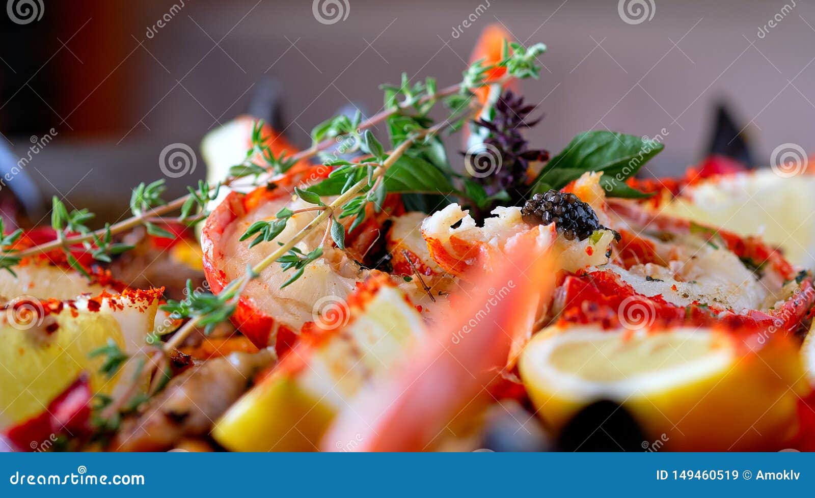 Close Up Image Ripe Ingredients of Prepared Served Paella Spanish ...