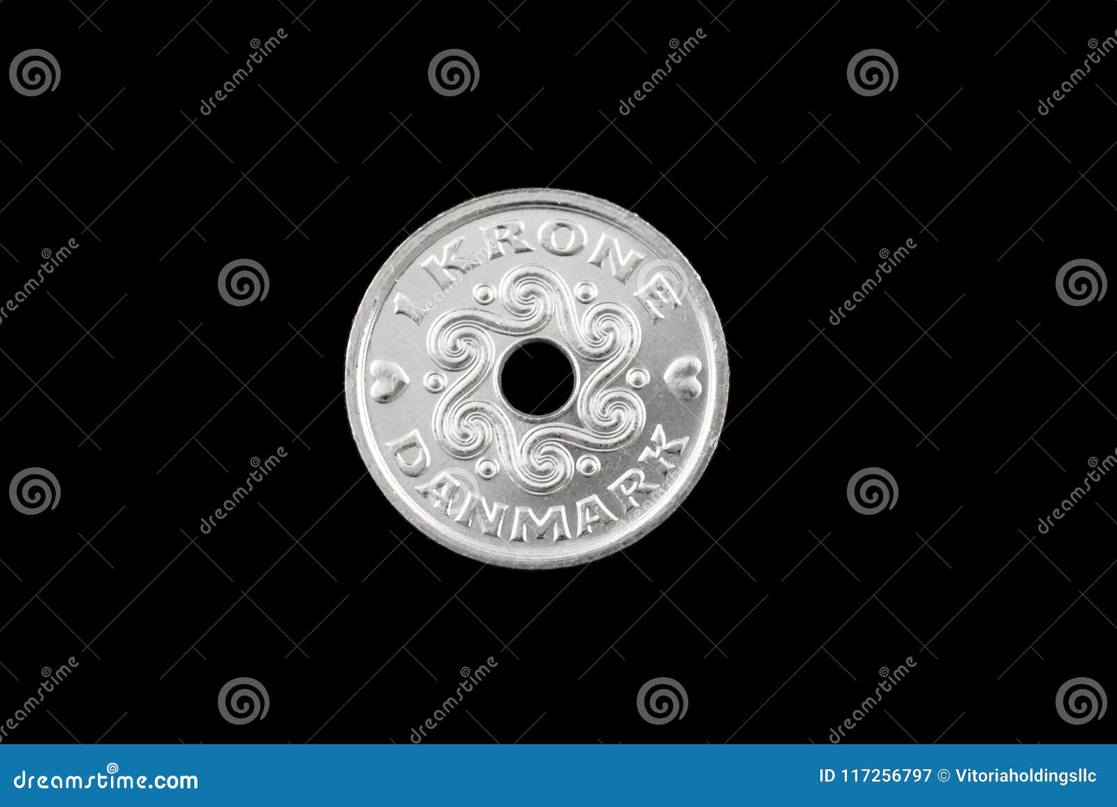 Danish 1 Krone Coin Isolated on a Black Background Stock Image - Image of  investment, close: 117256797