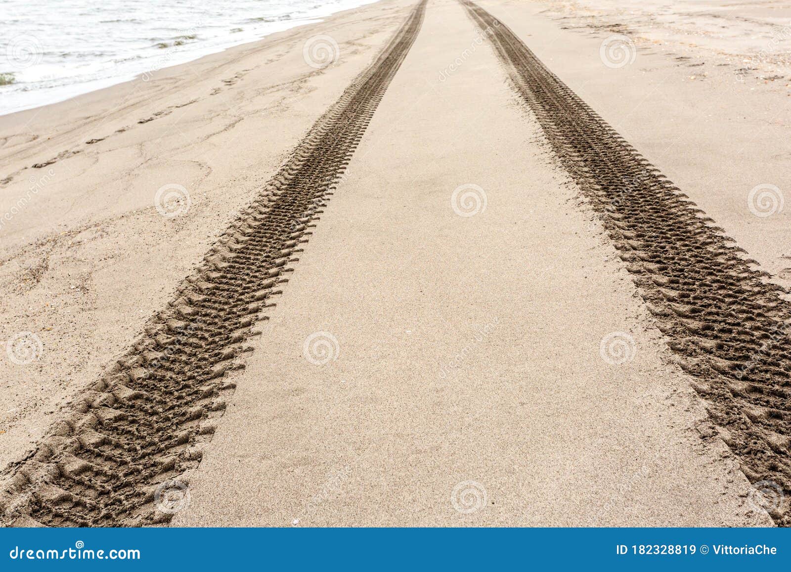 Close Up Image of Tire Tracks on the Sand Beach Stock Image Image of tracks, wilderness 182328819