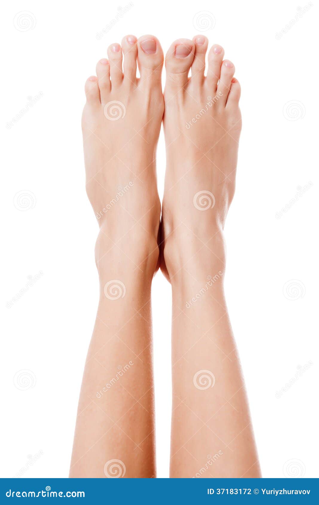 Close Up Image of Woman Bare Feet. Isolated on White Stock Photo