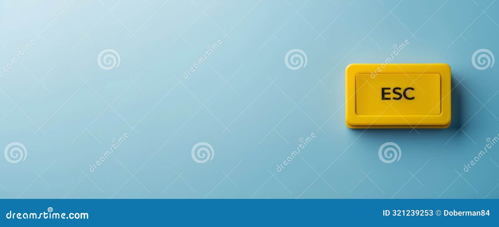 yellow esc keyboard button on blue background representing technology and escape concept