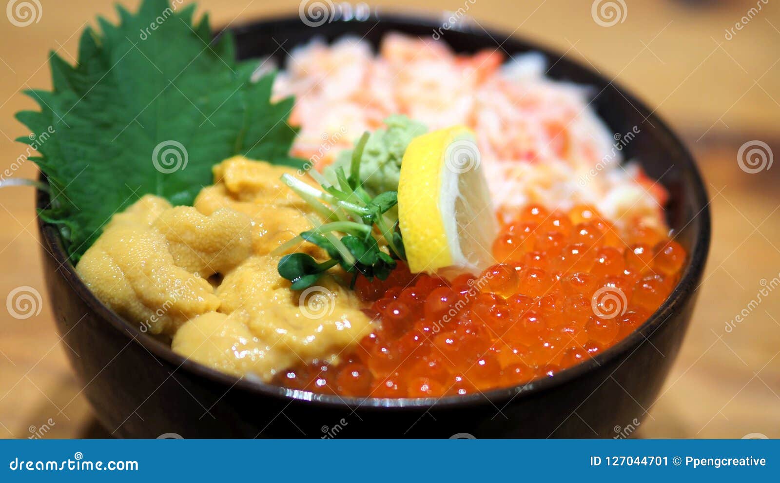Close-up Images of Japanese Seafood Rice Bowl Stock Image - Image of