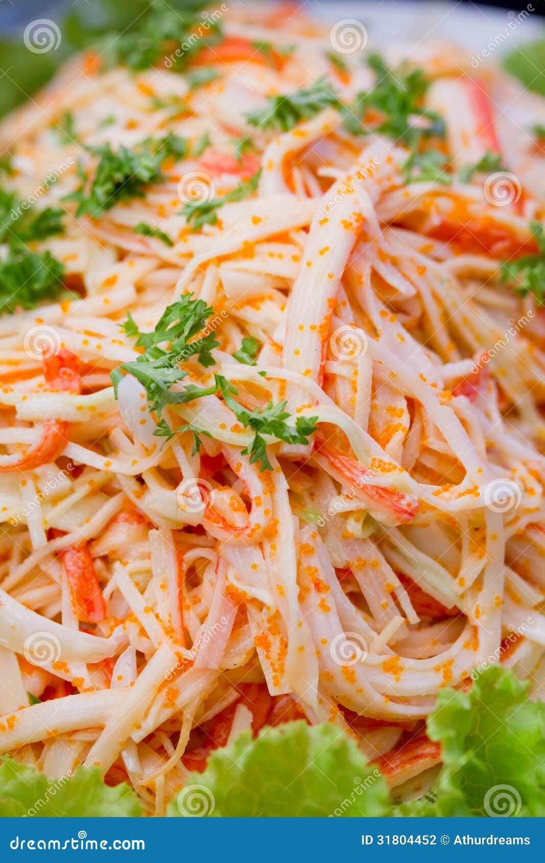 Close Up of Imitation Crab Meat Salad Stock Photo Image of surimi