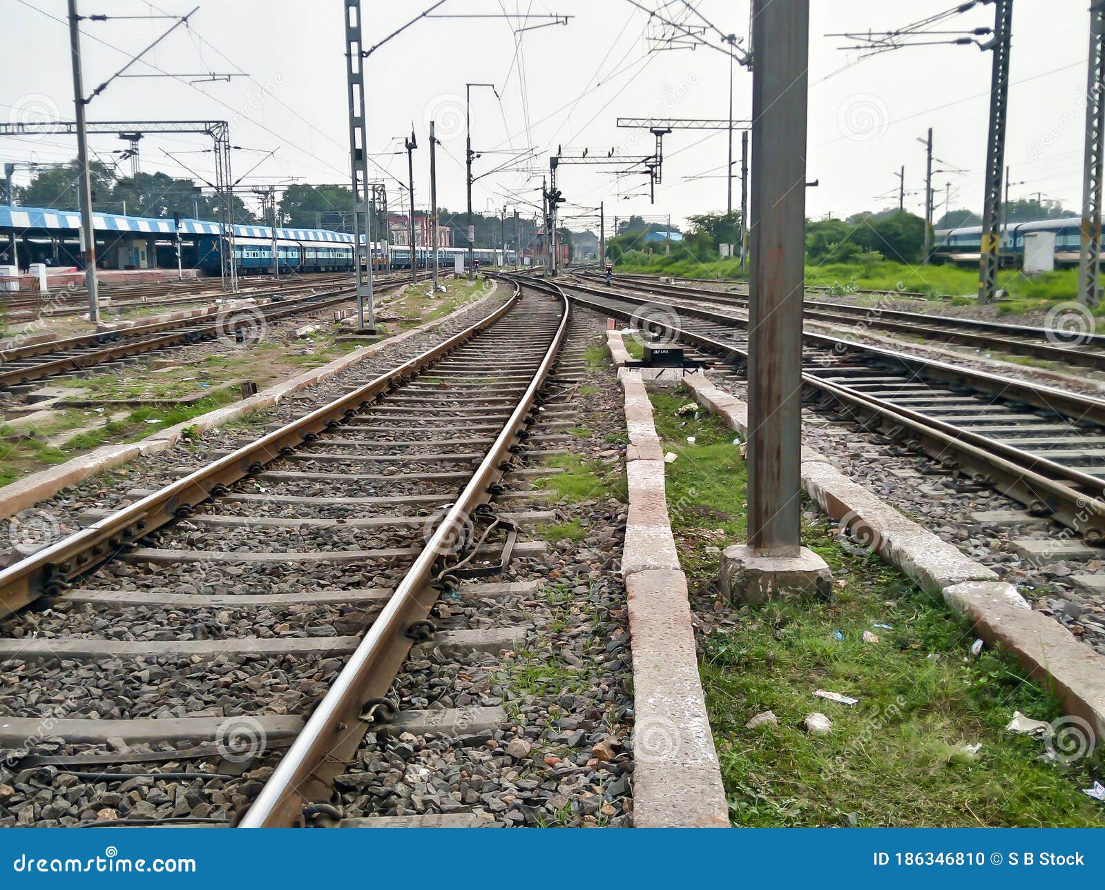 Close Up Of Indian Railway Tracks Low Angel View From A 