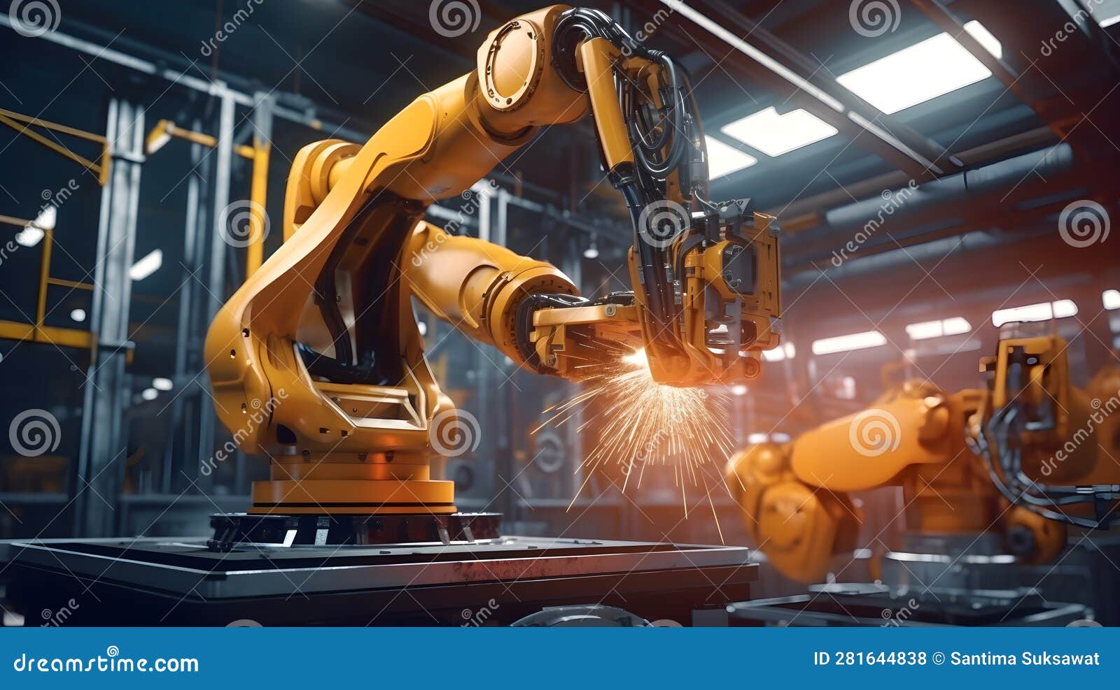 Close Up Industrial Machine Robot, Industrial Manufacturing Process