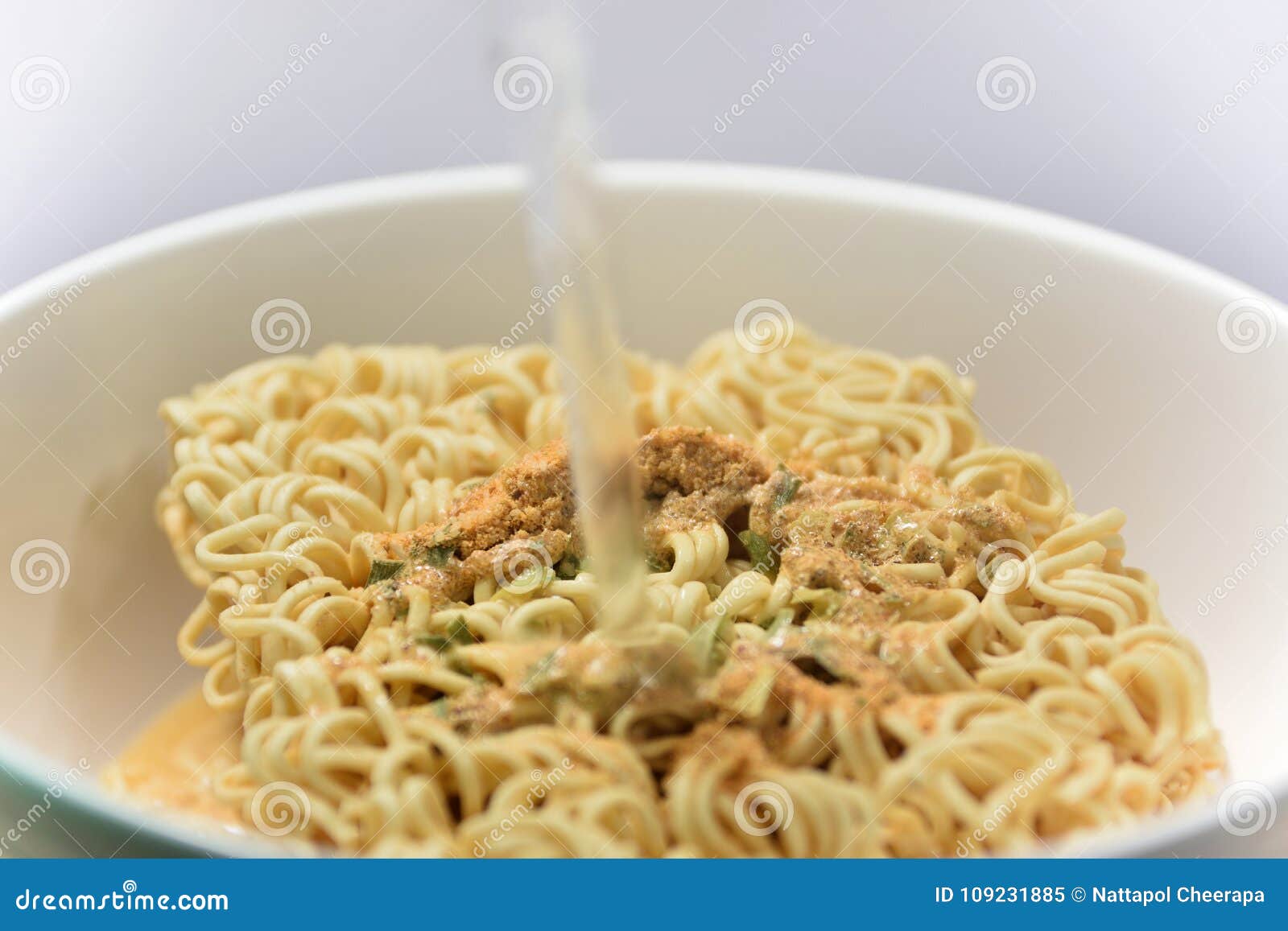 close up instant noodle soup flavor