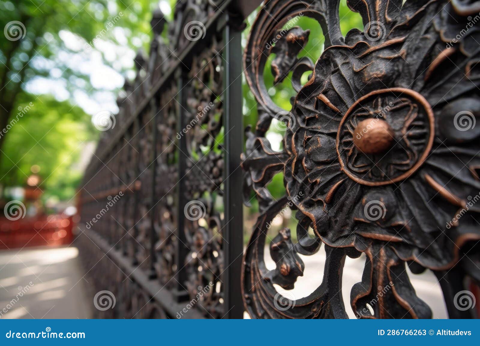 Closeup of Intricate Wrought Iron Gate Details Stock Image Image of