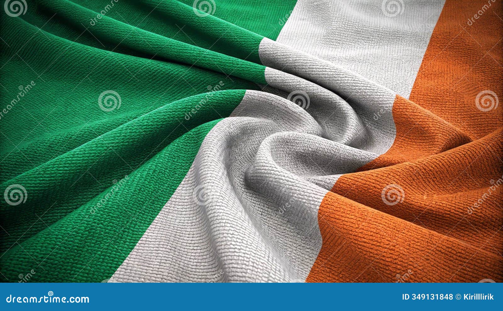close-up of irish national flag fabric texture waving in the wind