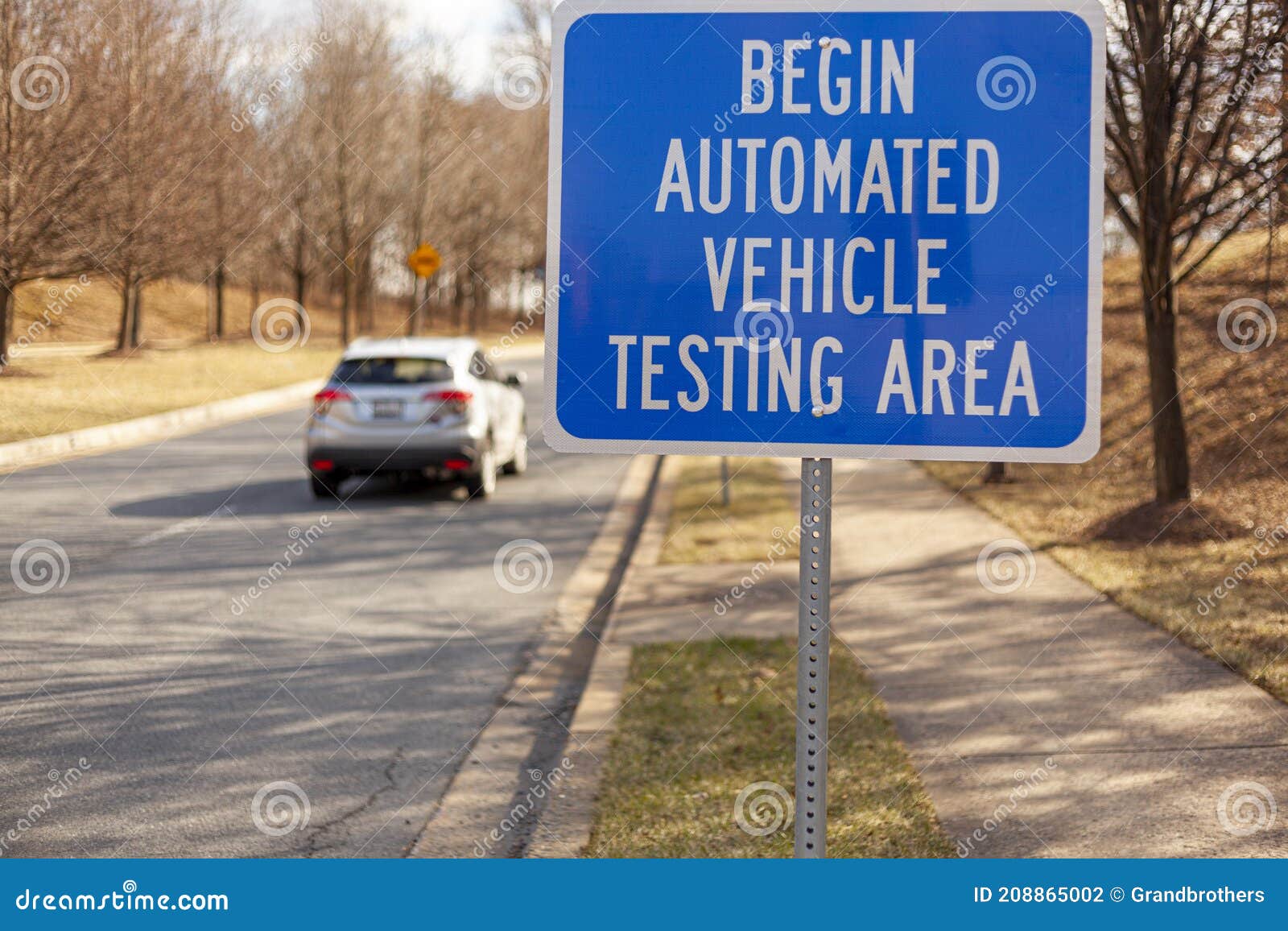 begin automated vehicle testing area road sign