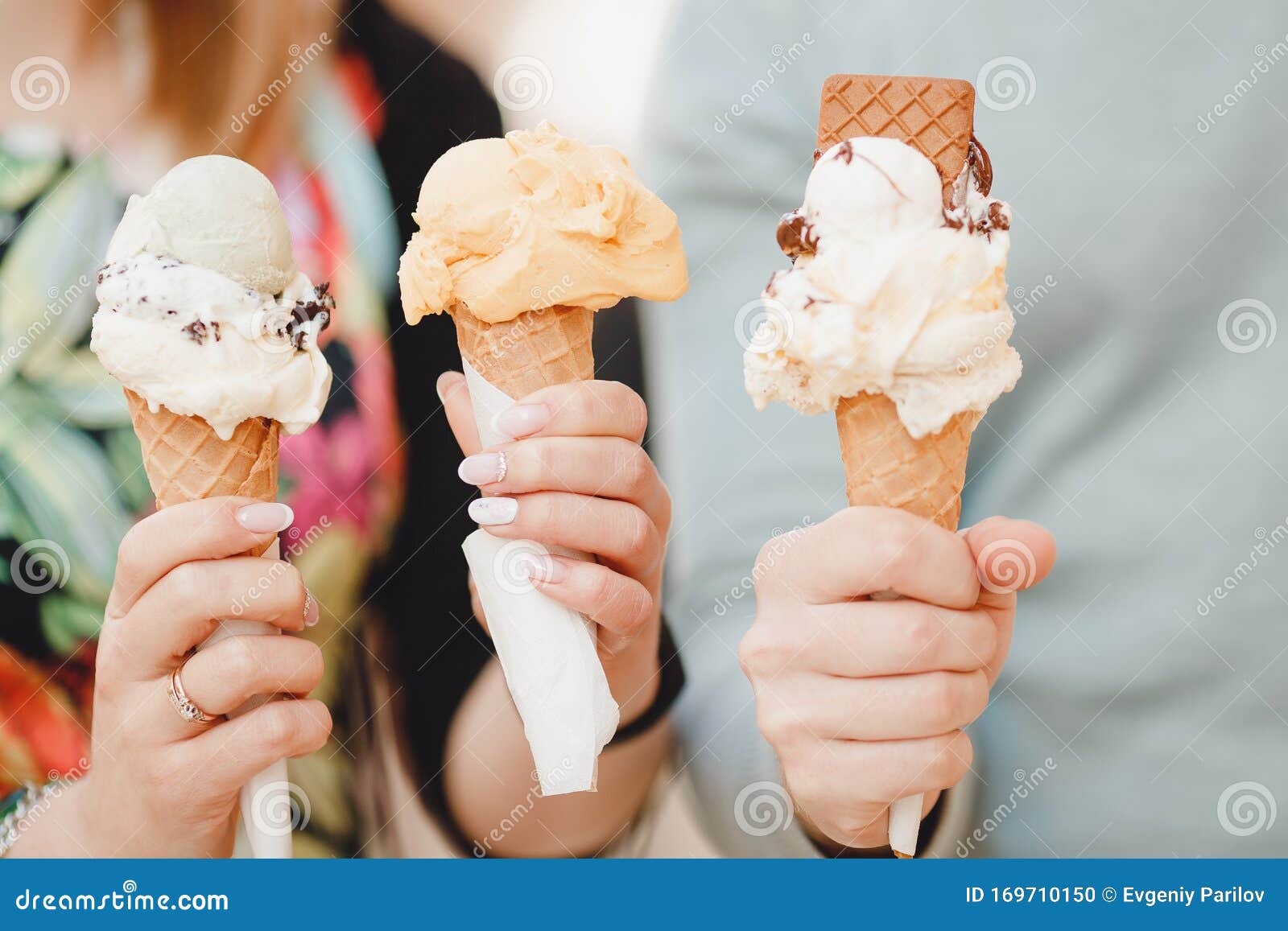 Close-up of Italian Ice Cream Different Chocolate, Vanilla in Hands of  Tourists Stock Photo - Image of cheerful, gelato: 169710150