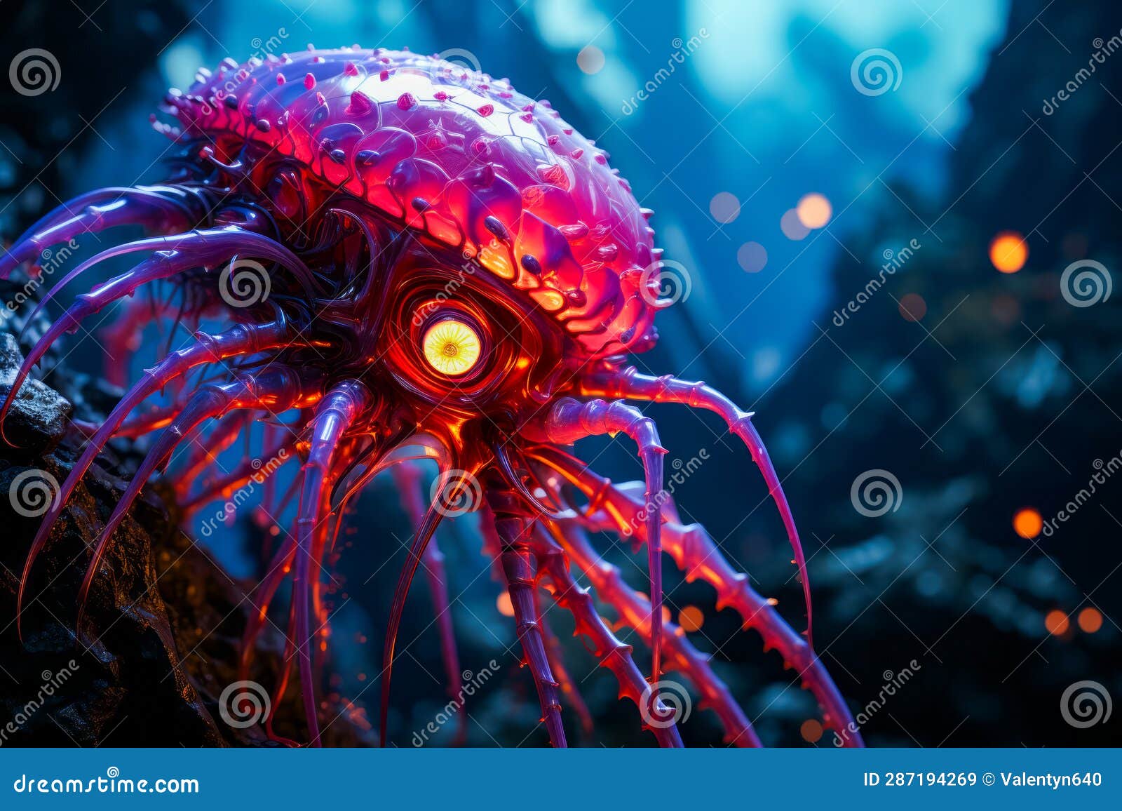 Close Up of Jellyfish with Light on it S Head. Generative AI Stock