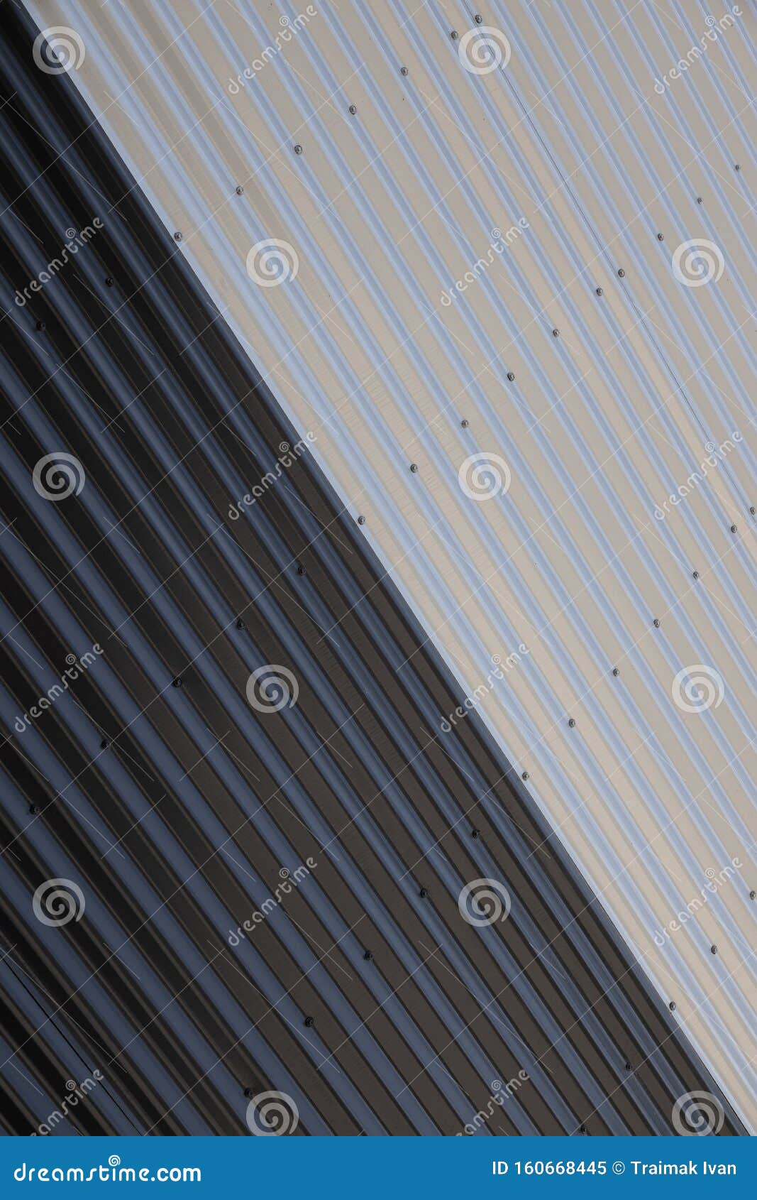Close-up of Junction of Black and White Corrugated Surfaces with ...