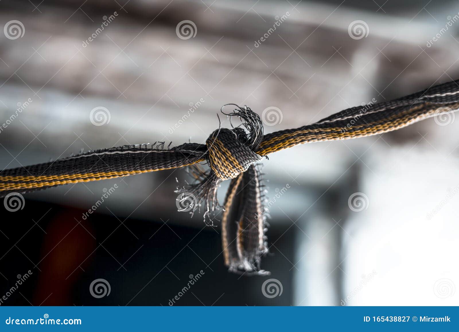 Close Up of Knot on the Old Cloth Washing Line. Stock Image Image of