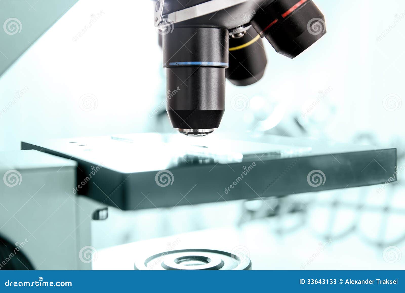 Close Up of Laboratory Microscope Lens Stock Image Image of