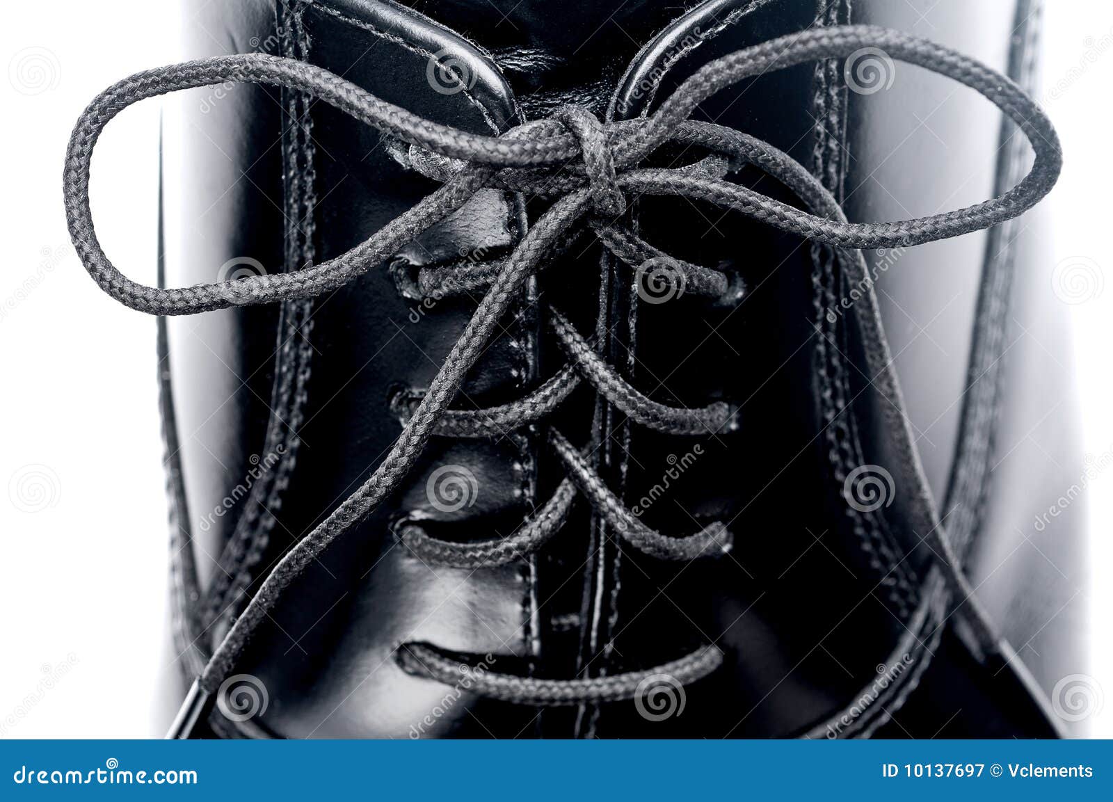 Close Up of Laces on a Black Leather Shoe Stock Image Image of tied