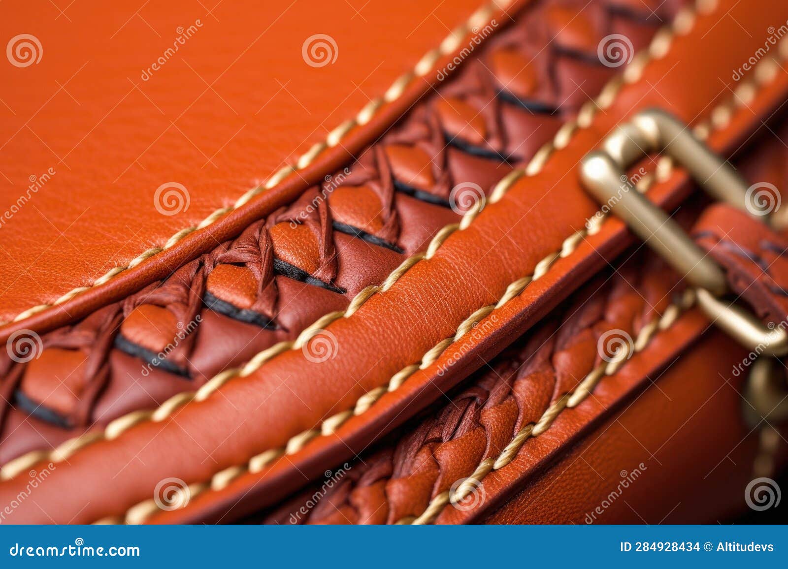 Closeup of Leather Saddle Stitching Details Stock Photo Image of