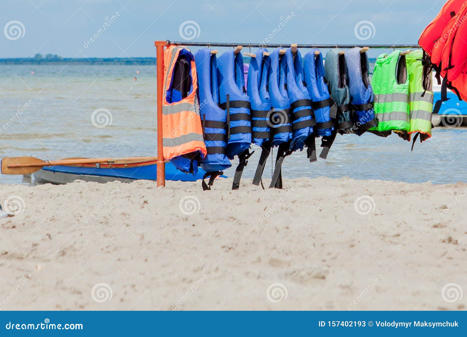 Close Up of Life Jackets with Sea Background, Equipment for Safety in ...