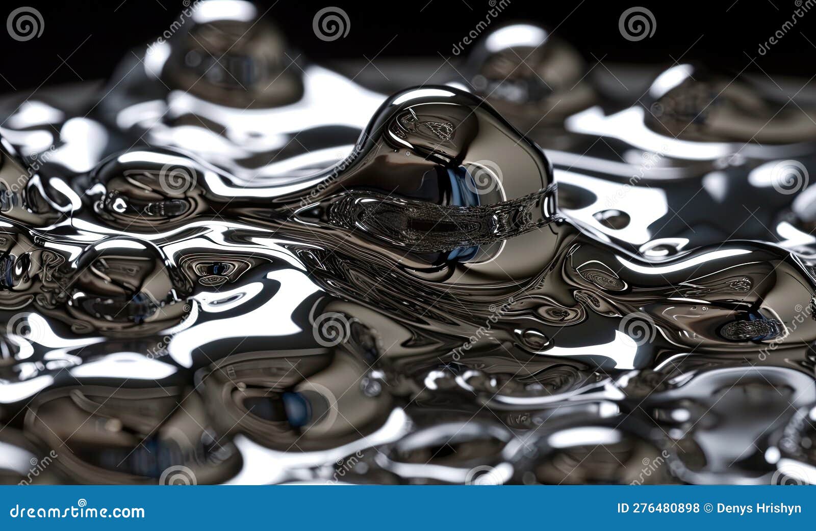 Closeup of Liquid Metal Surface Tension Creating Using Generative AI