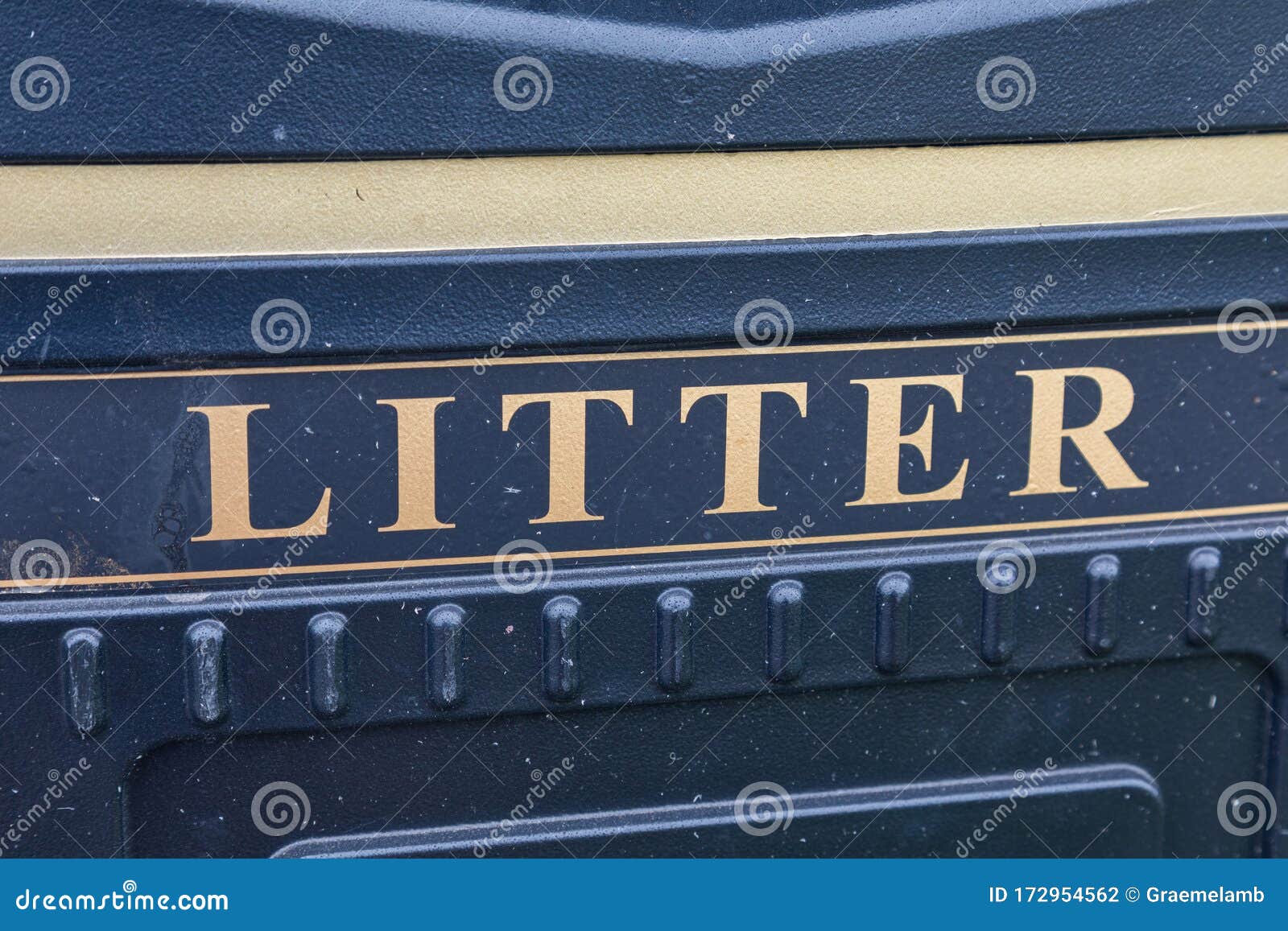 Close Up of Litter Bin Text Lytham St Annes Fylde June 2019 Stock Photo