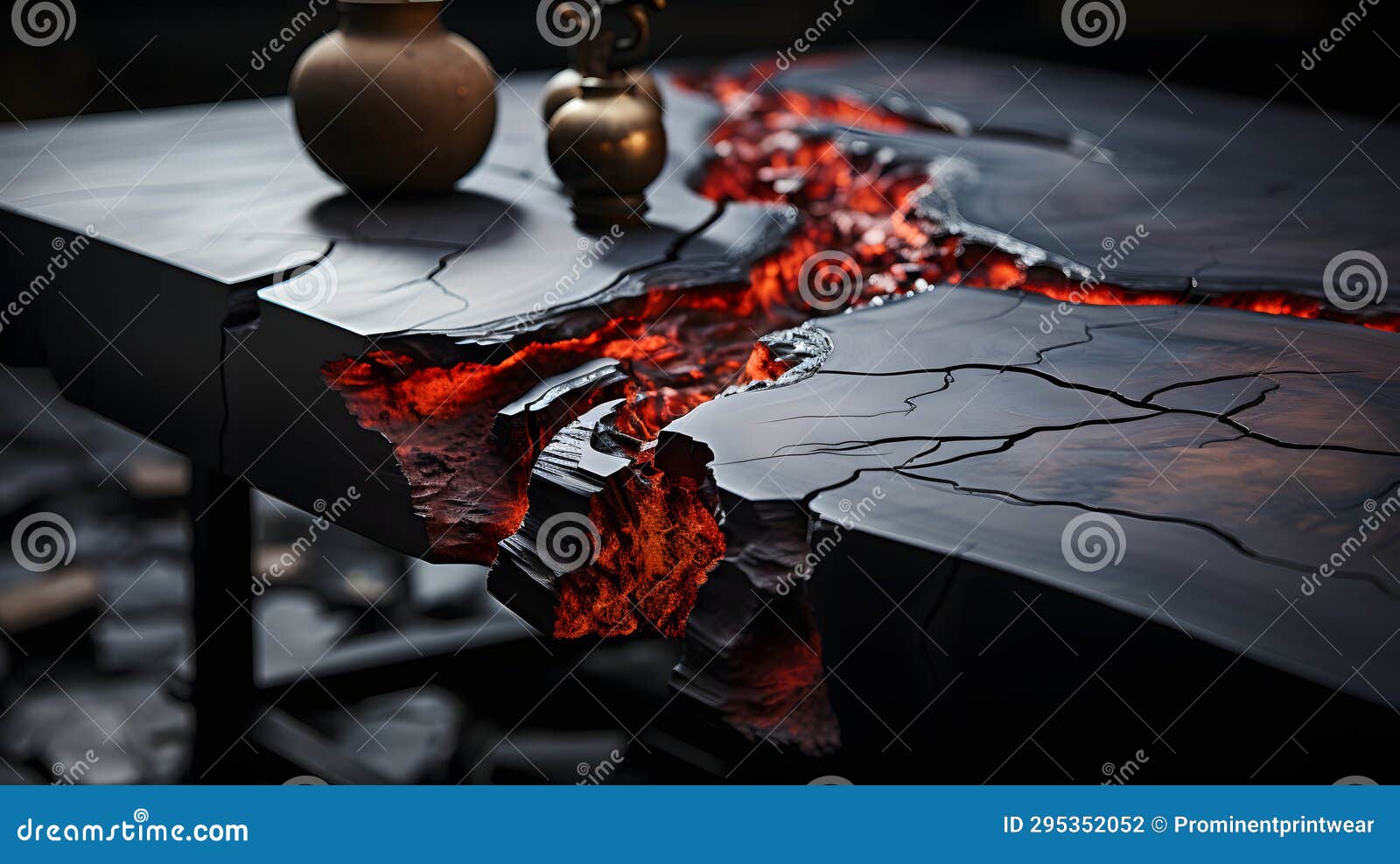 Close Up of Live Edge Wooden Accent Coffee Table. Stock Illustration