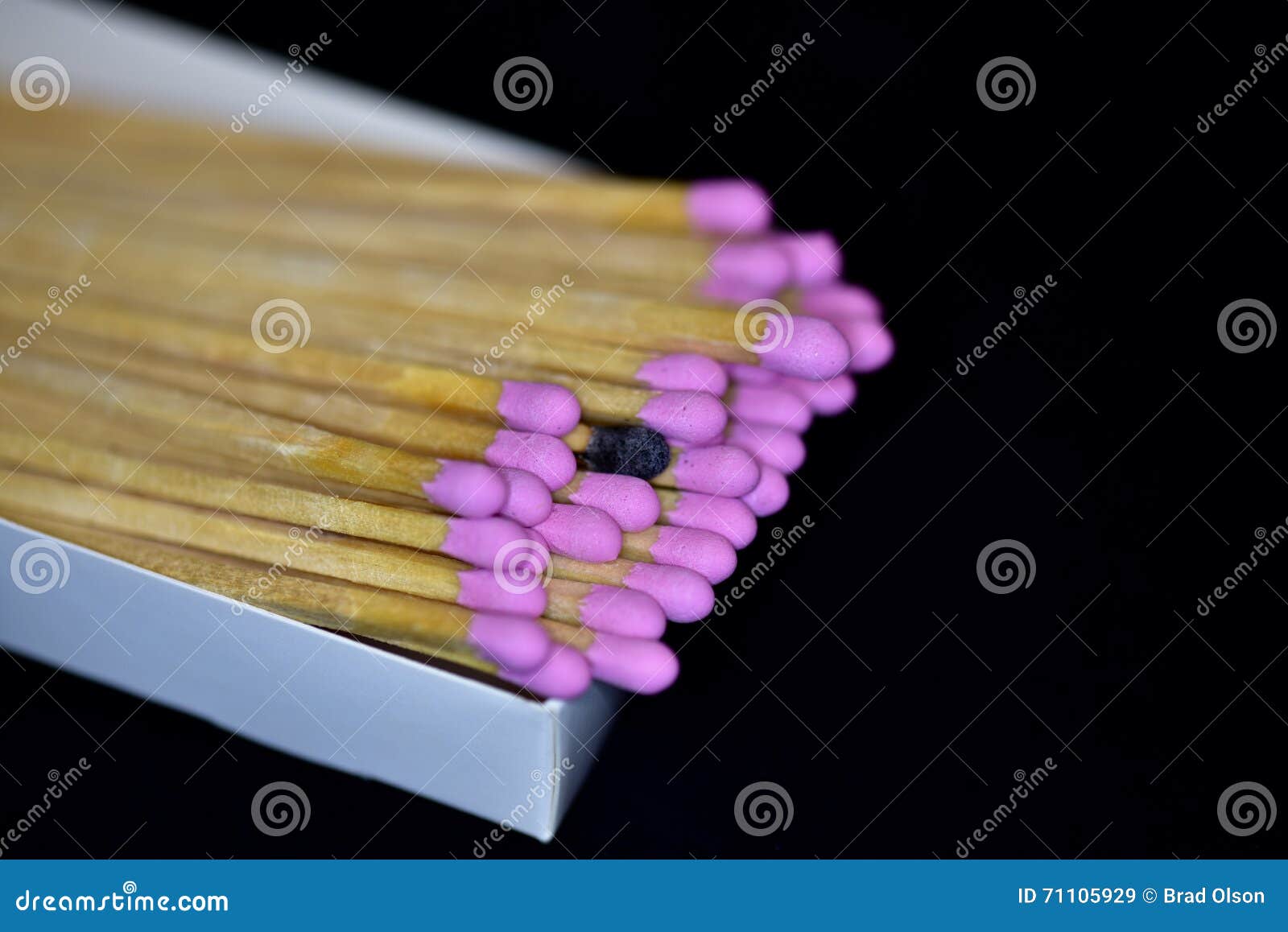 Close-up Macro of Pink Wood Stick Matches in a Box Stock Image