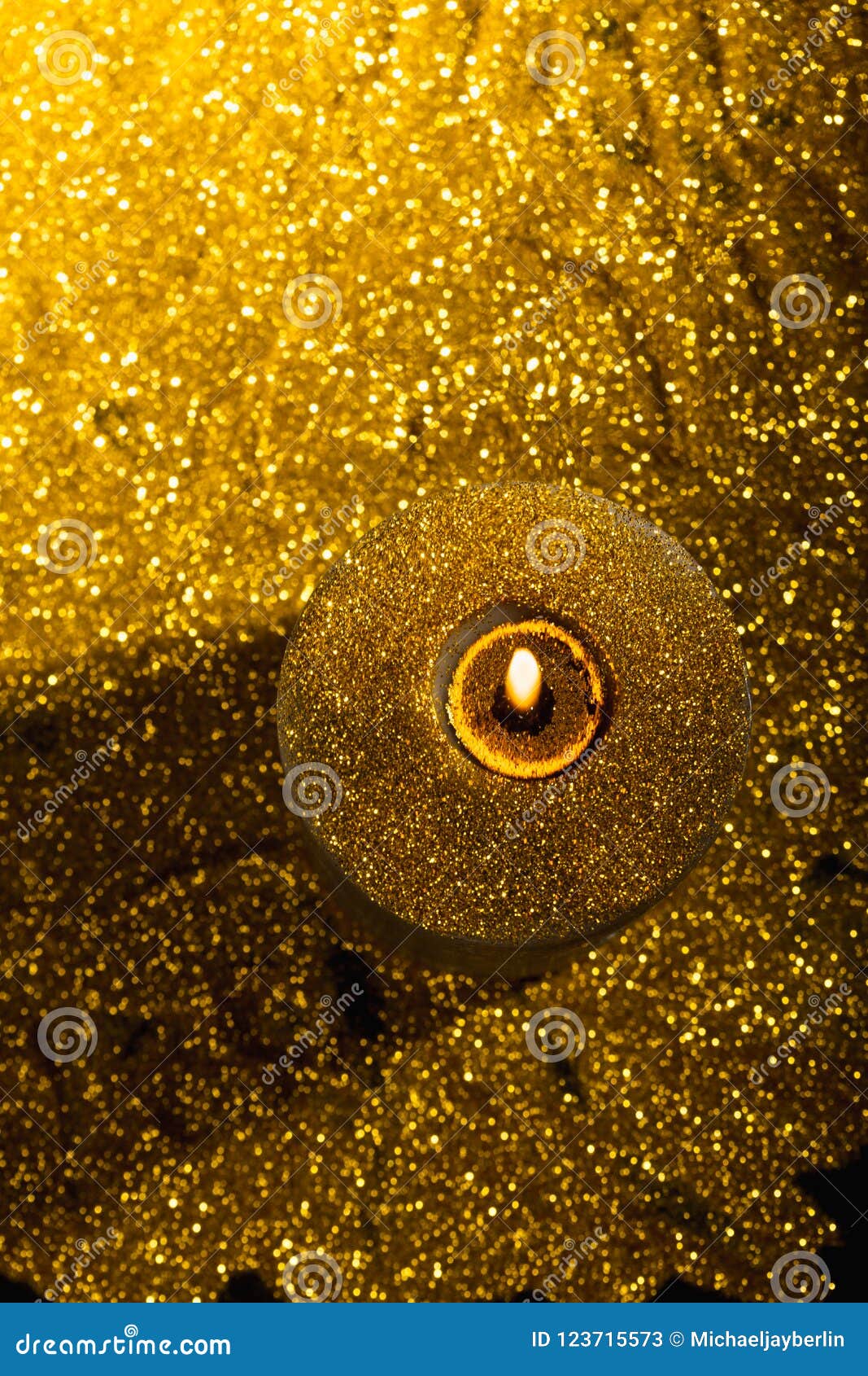 Gold Christmas Candle with Glitter Stock Image Image of sparkle