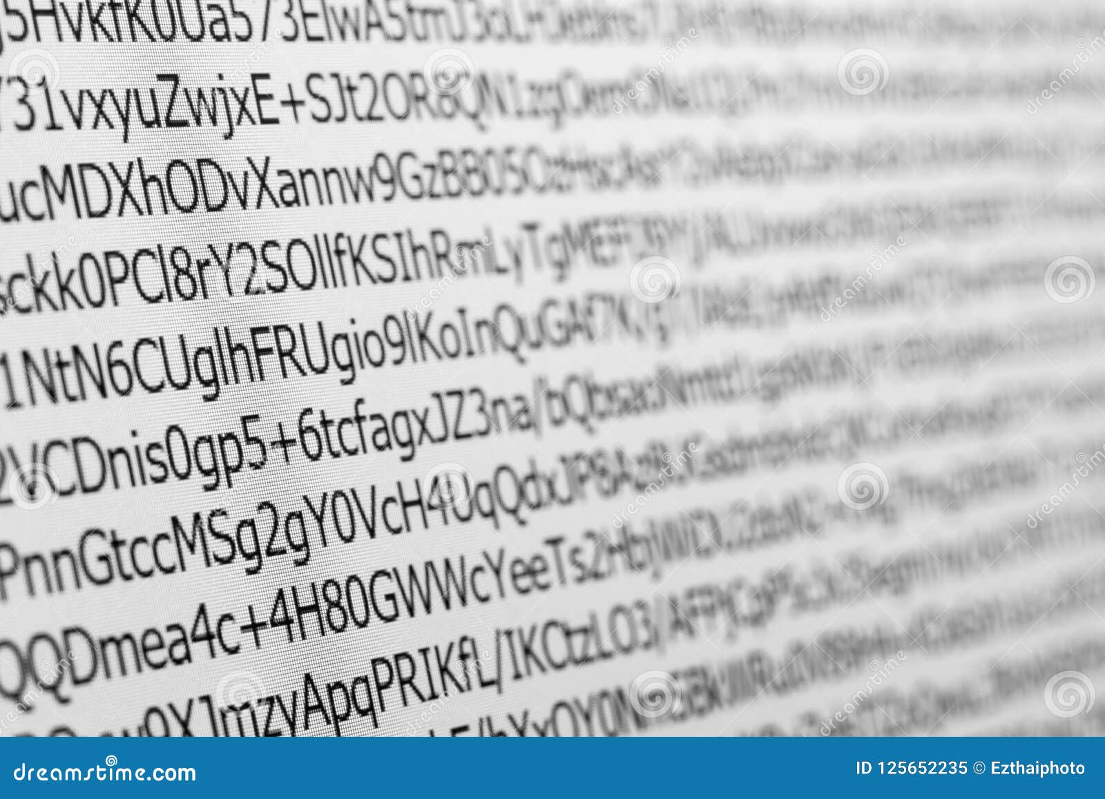 Close Up Macro Shot Selective Focus of Computer Encoding Screen. Stock ...