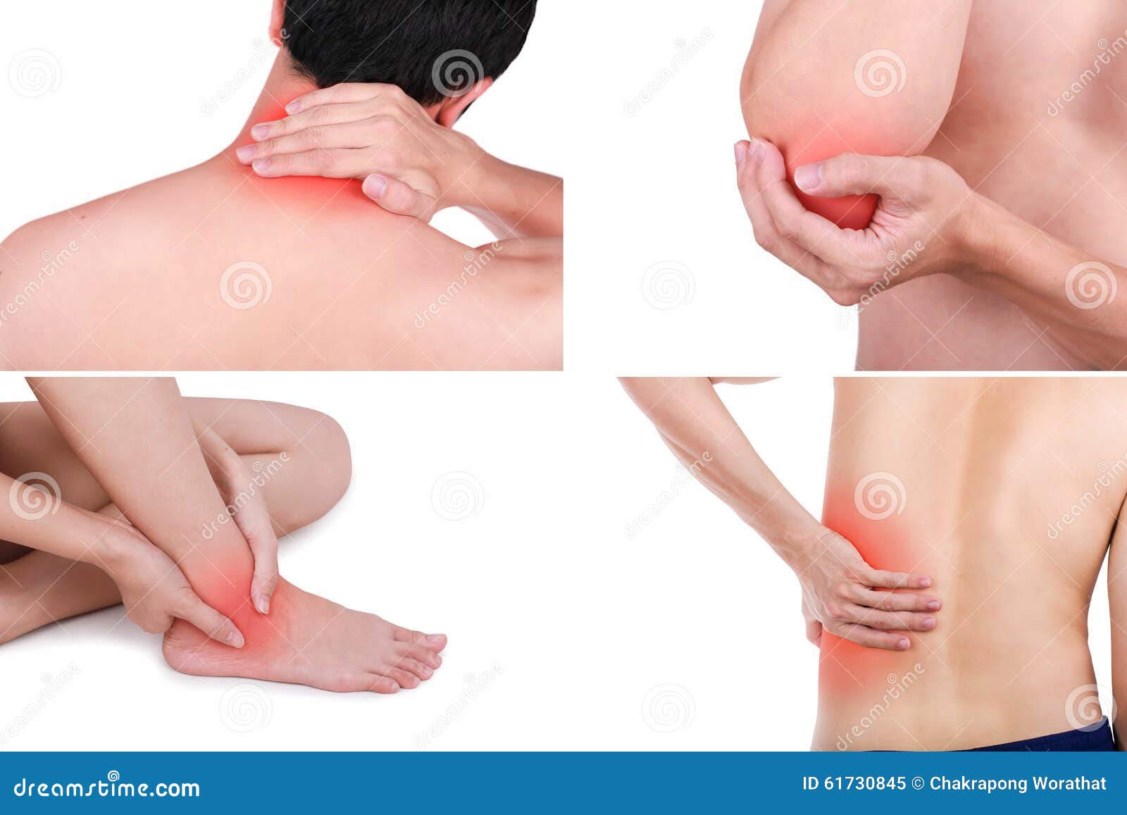 close up male positions pains set with medicated  white