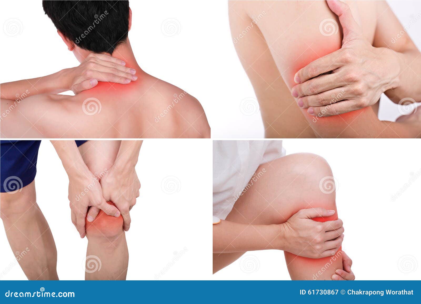 close up male positions pains set with medicated  white