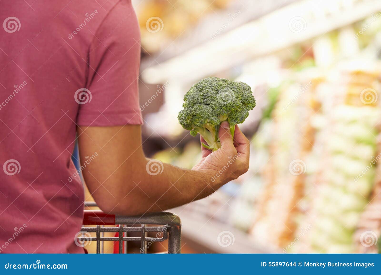 Close Up of Man Choosing Broccoli in Supermarket Stock Photo Image of