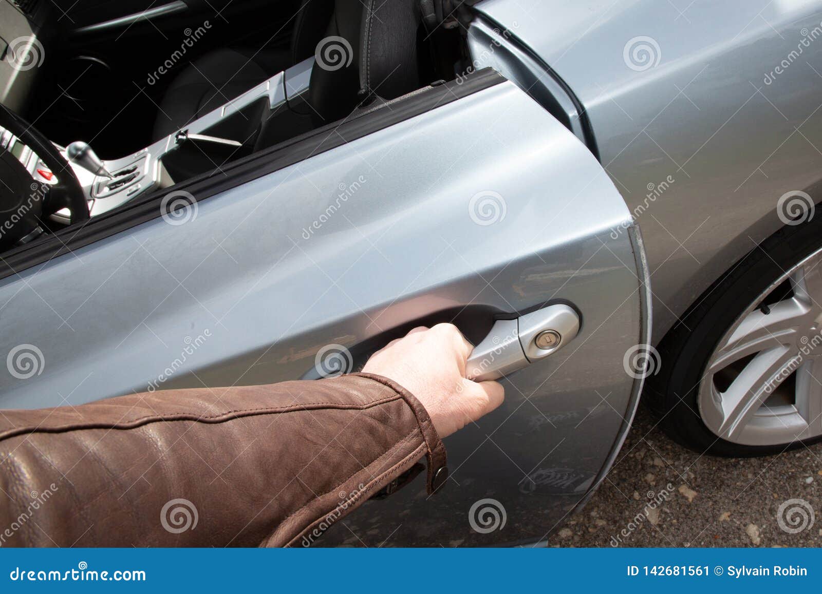 Close Up of a Man Hand Opening Car Door Stock Image Image of inside